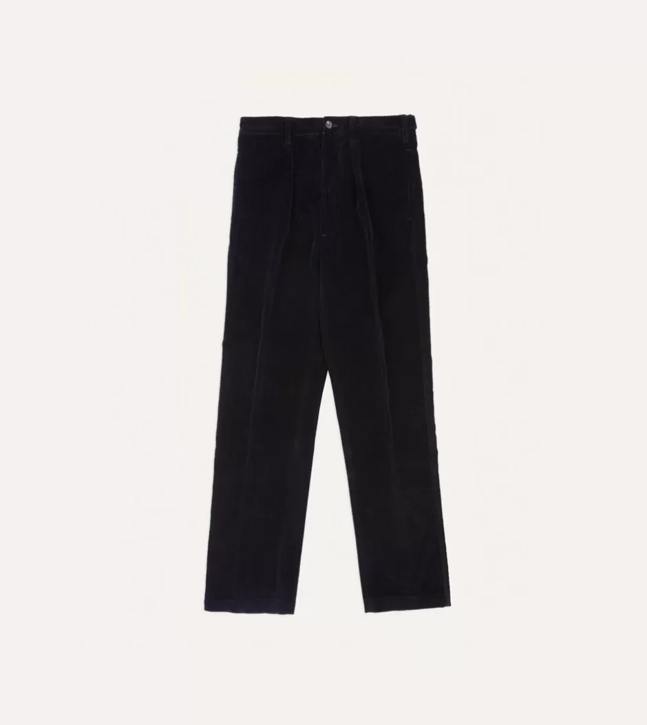 Drake's Cotton Corduroy Games Trousers Navy Best