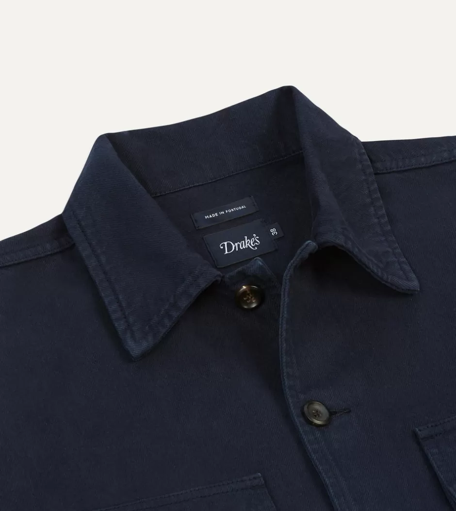 Drake's Cotton Field Shirt Navy Best Sale