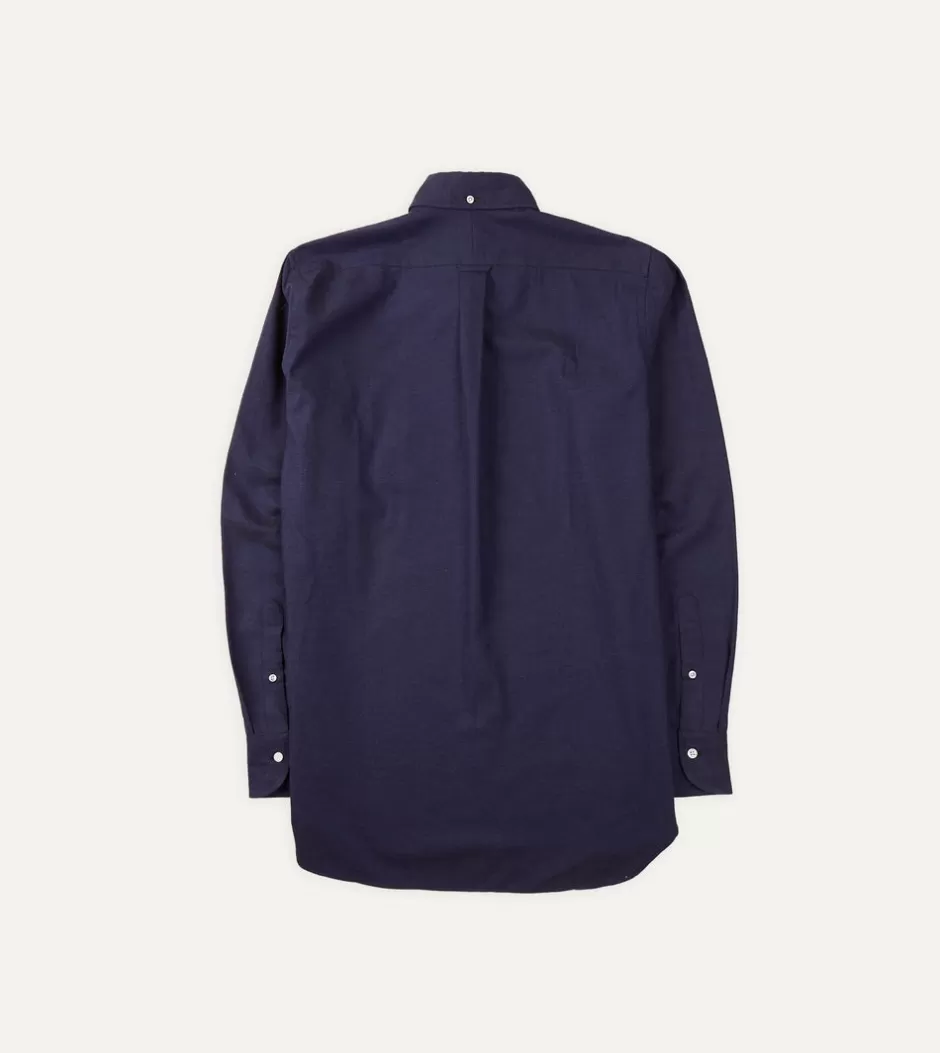 Drake's Navy Cotton Flannel Button-Down Shirt Discount