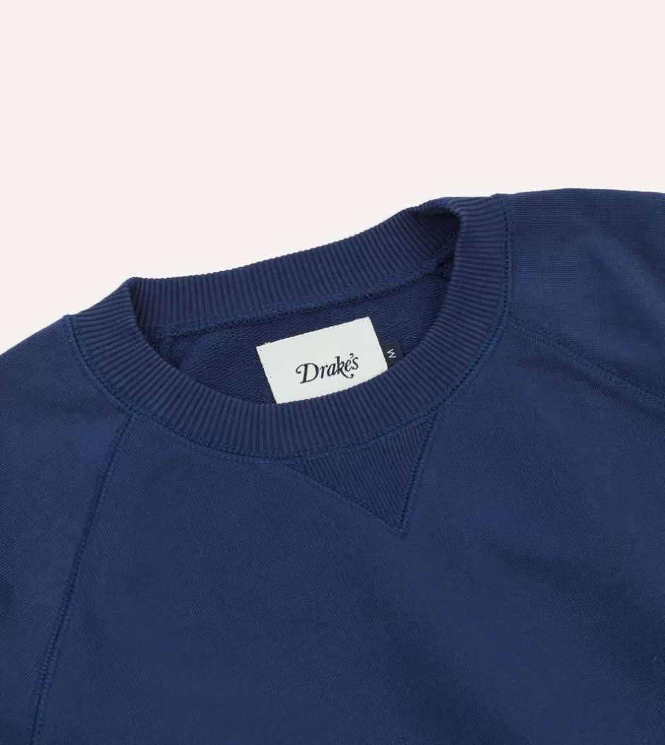 Drake's Navy Cotton Jersey Sweatshirt Store