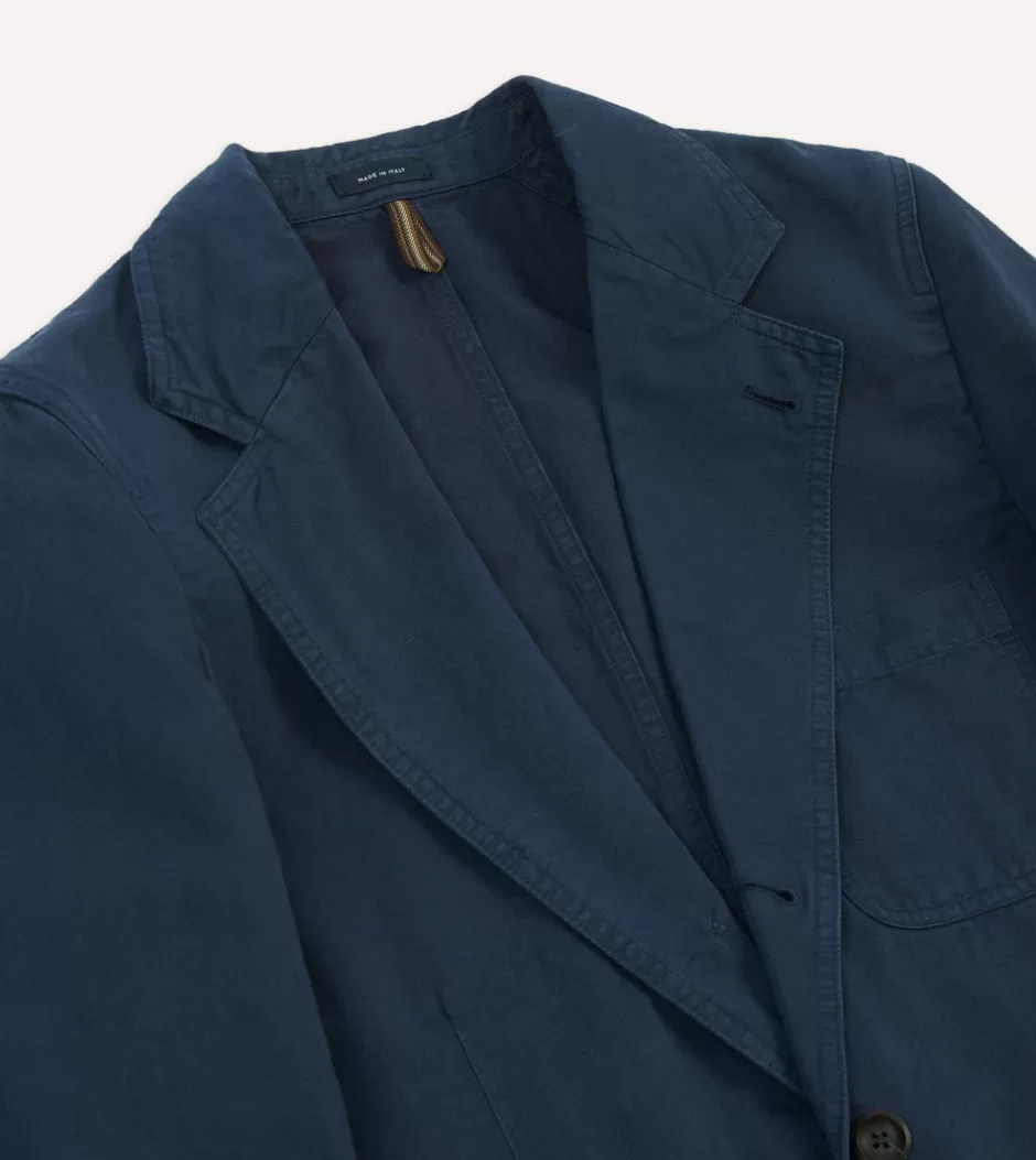 Drake's Cotton Linen Games Blazer Mk. I Navy Cheap