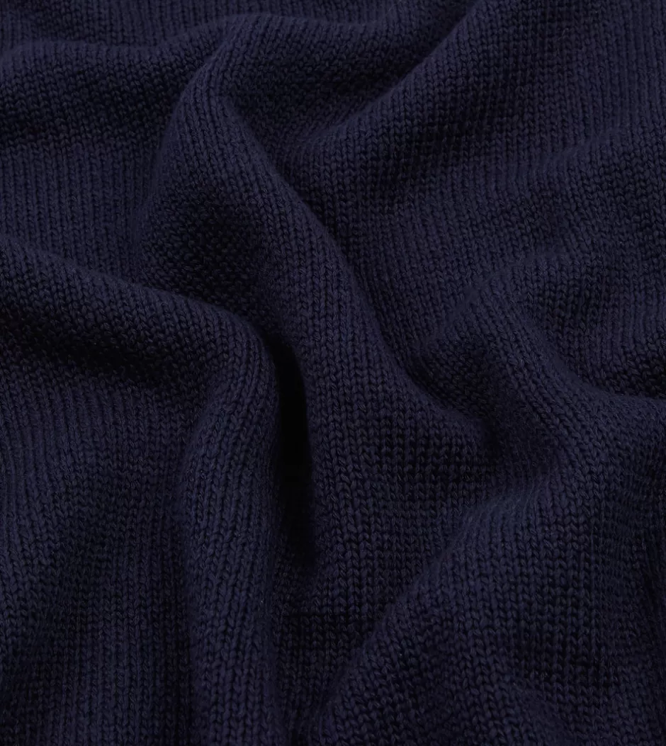 Drake's Cotton Mock Neck Jumper Navy Clearance