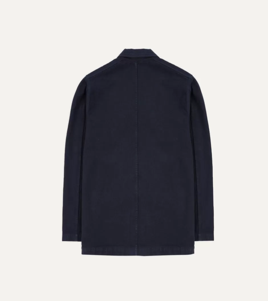 Drake's Heavy Twill Cotton Five-Pocket Chore Jacket Navy Best Sale