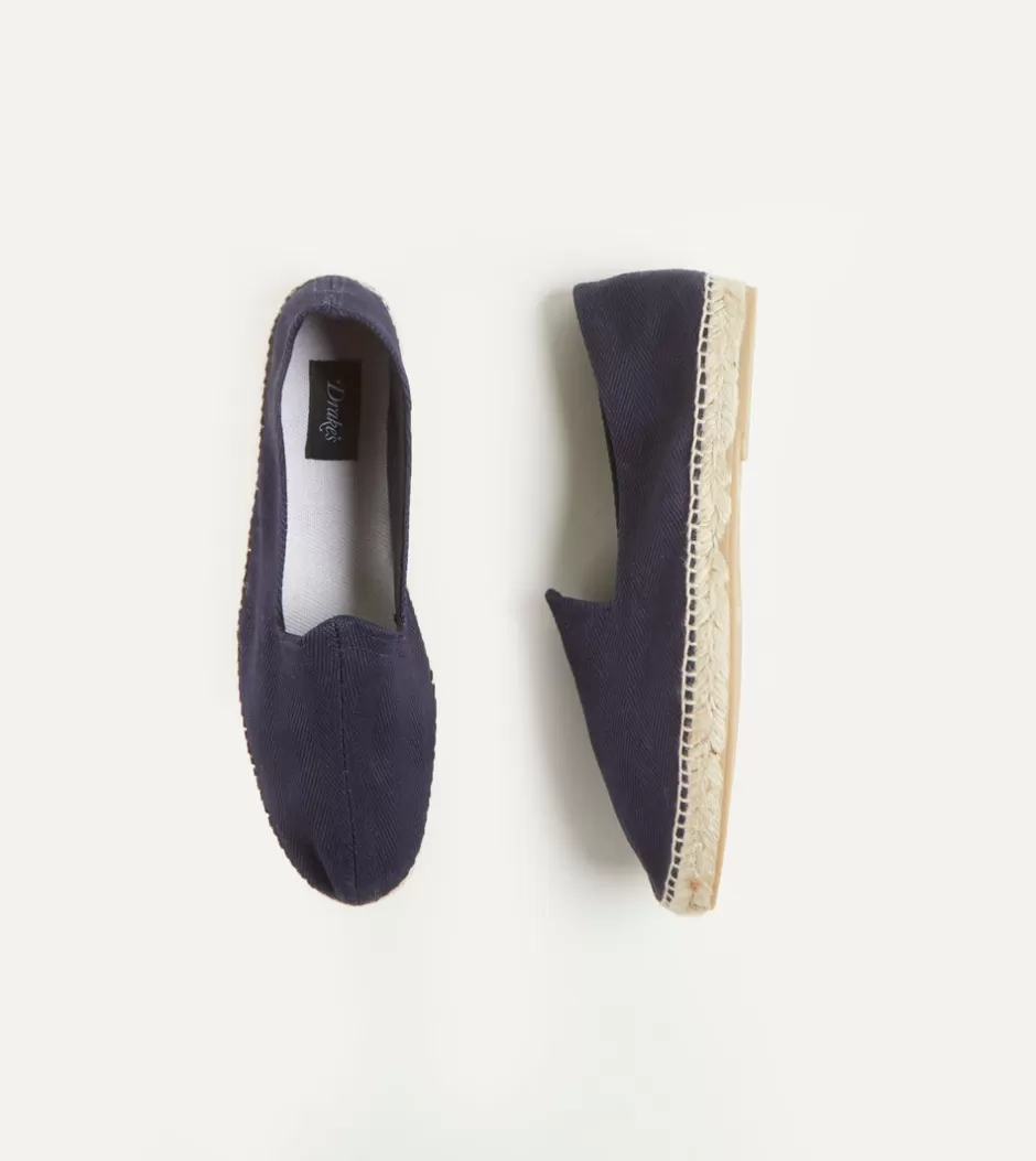 Drake's Herringbone Cotton Espadrilles Navy Best