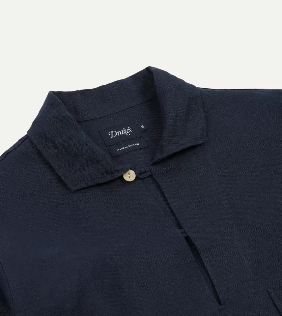 Drake's Navy Irish Linen Smock Clearance