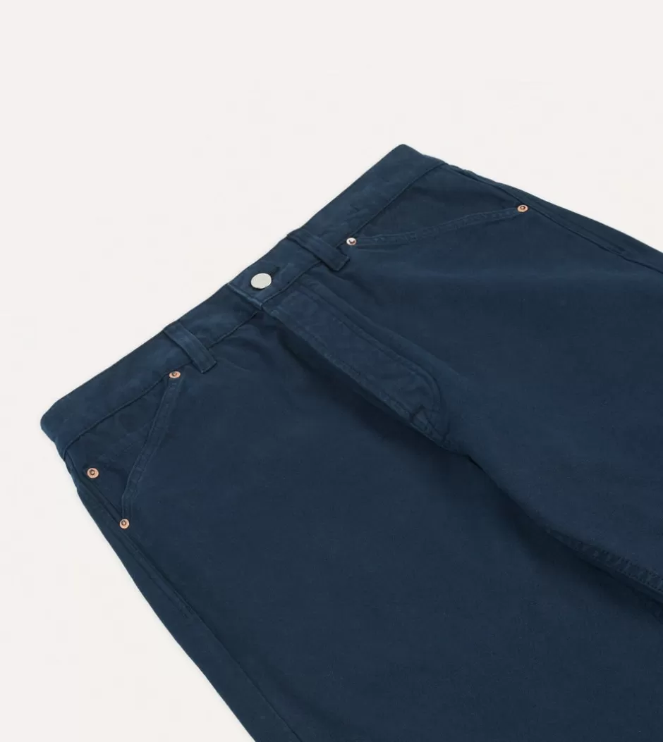 Drake's Lightweight Cotton Canvas Five-Pocket Jeans Navy Flash Sale