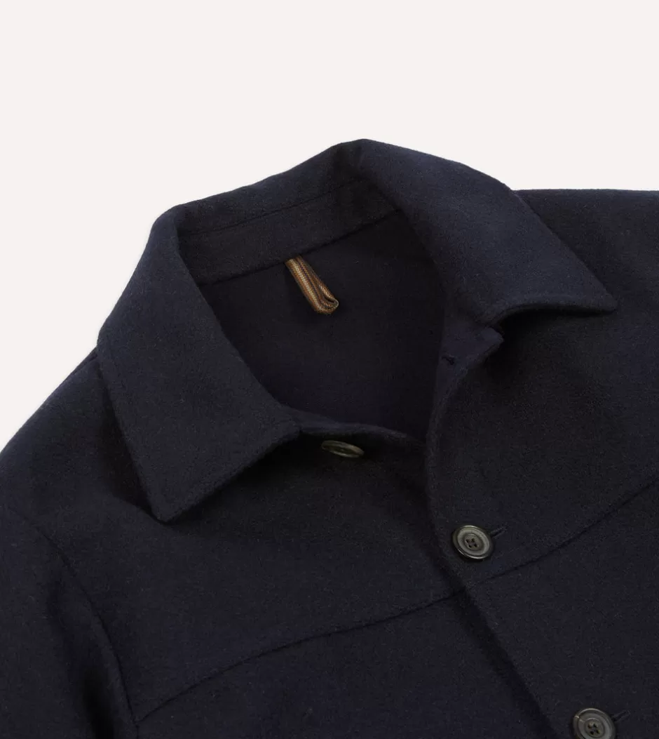 Drake's Navy Melton Wool Donkey Chore Jacket Online