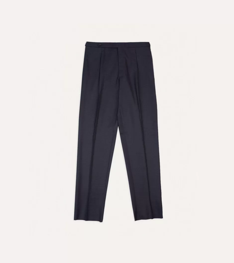 Drake's Navy Merino Wool Games Trouser Discount