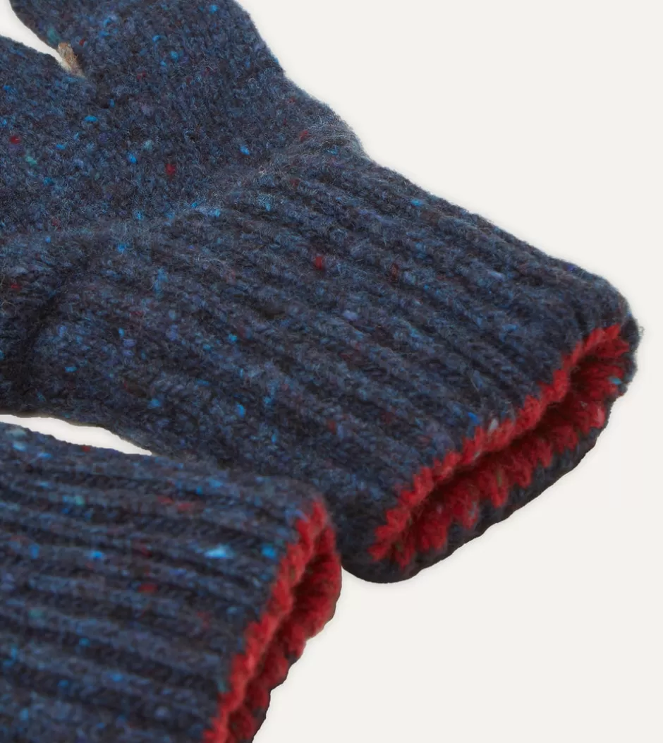 Drake's Merino Wool Knitted Gloves Navy Best