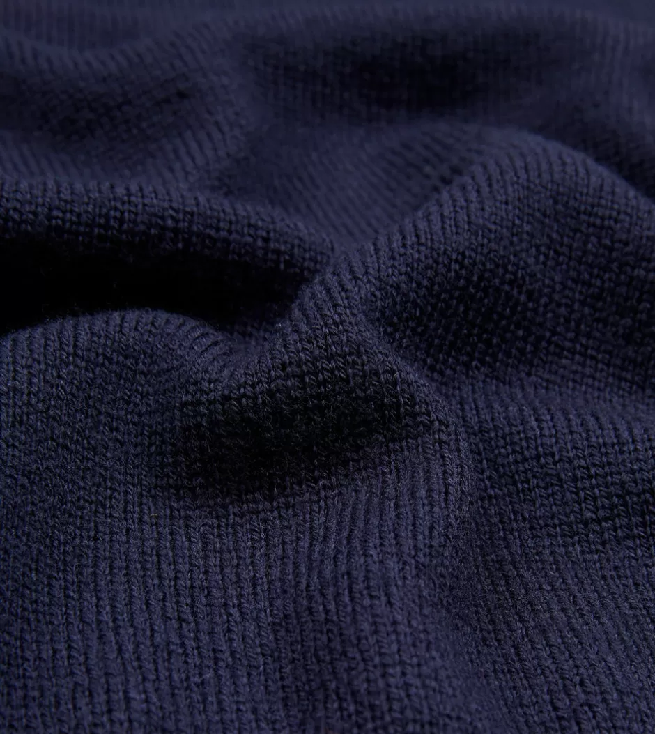 Drake's Merino Wool V Neck Jumper Navy Fashion