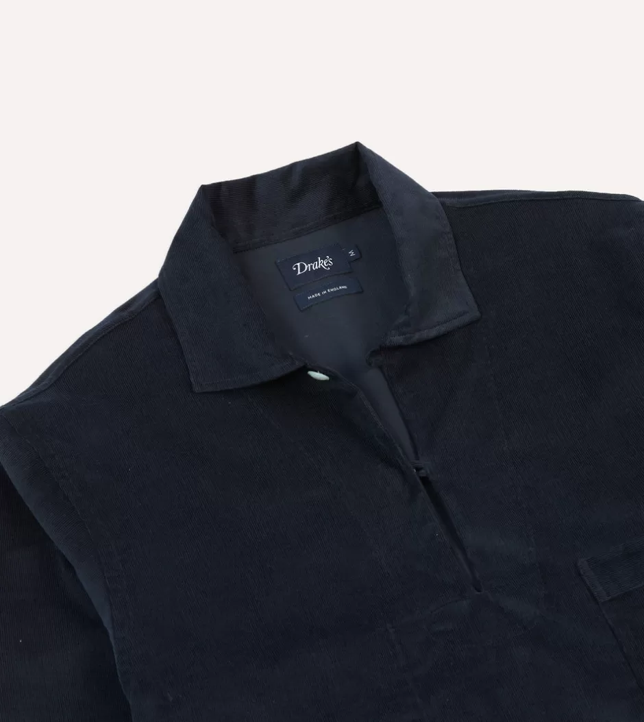 Drake's Navy Needlecord Smock Online