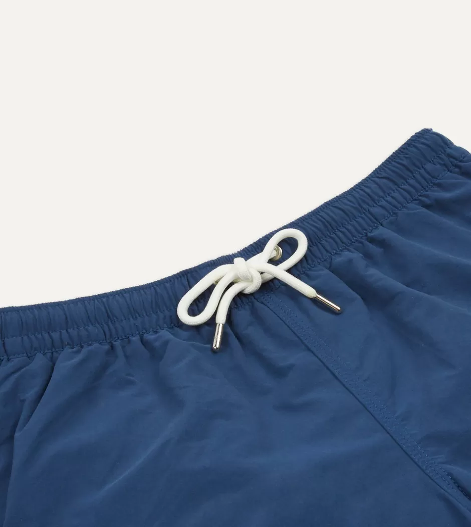 Drake's Nylon Drawstring Swim Shorts Navy Best Sale