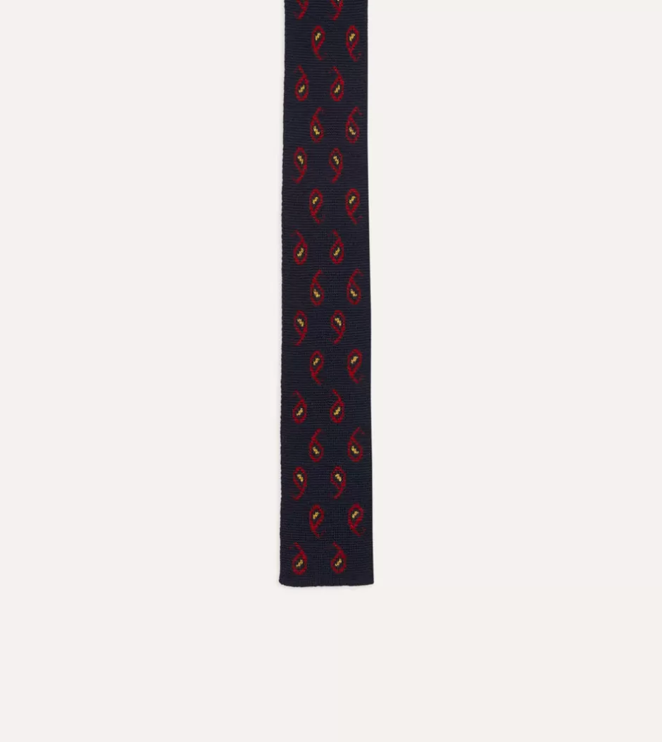 Drake's Navy Paisley Knitted Silk Tie Cheap