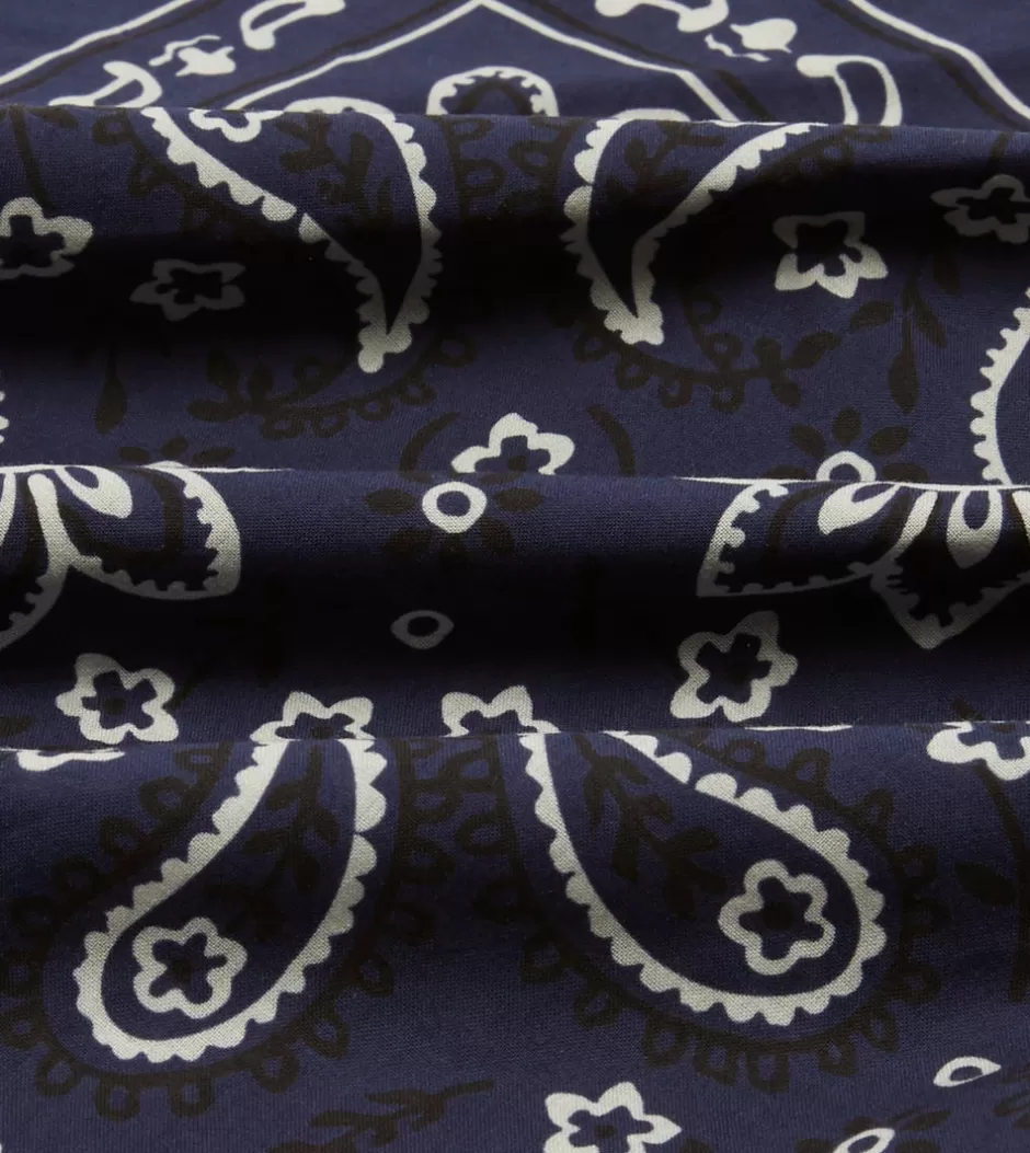 Drake's Paisley Print Cotton Bandana Navy Outlet