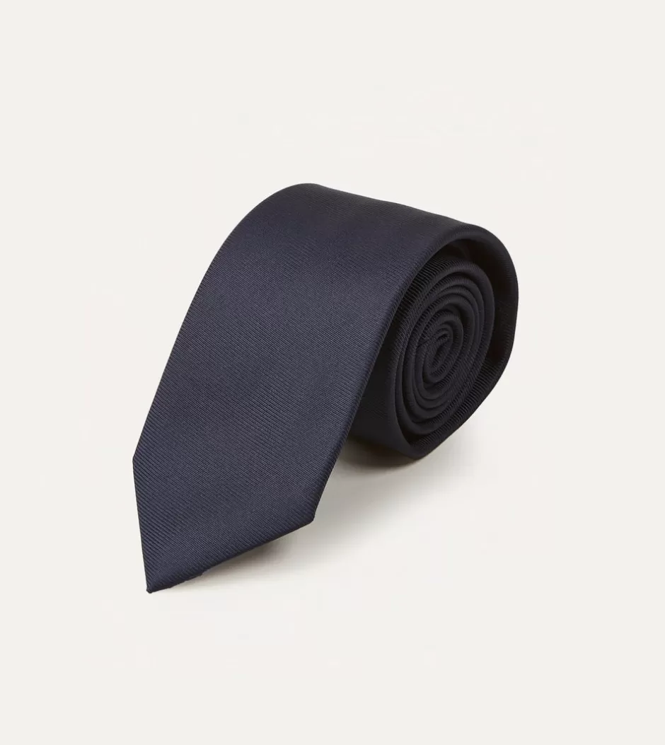 Drake's Navy Silk Twill Tipped Tie Fashion