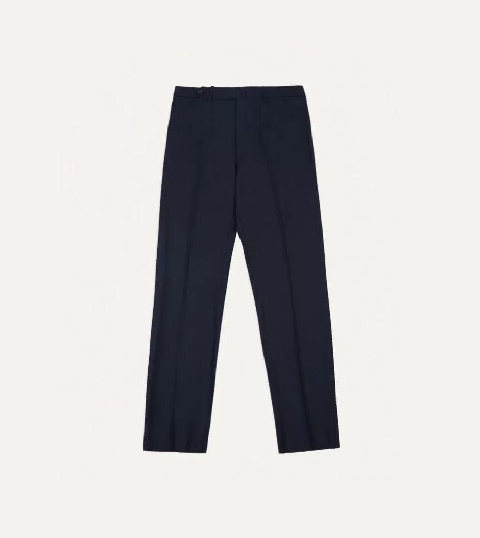 Drake's Tropical Wool Flat Front Trouser Navy Store