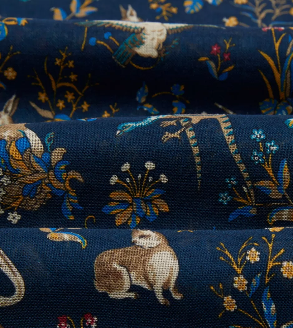 Drake's Navy Unicorn Print Wool-Silk Scarf Hot