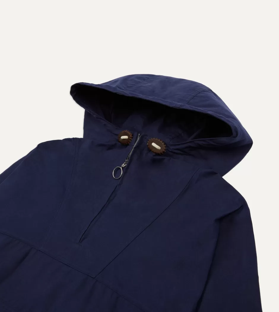 Drake's Navy Waxed Cotton Surf Cagoule Store