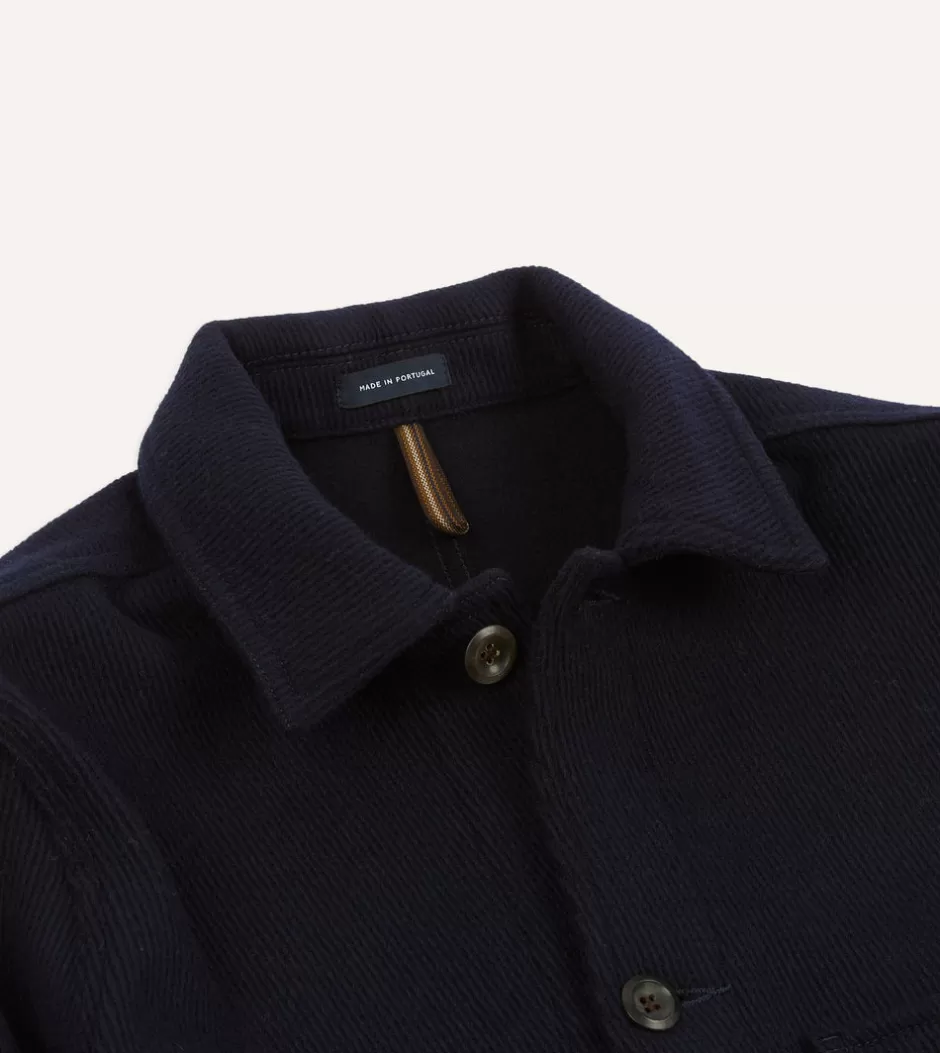 Drake's Navy Wool Five-Pocket Chore Jacket Clearance