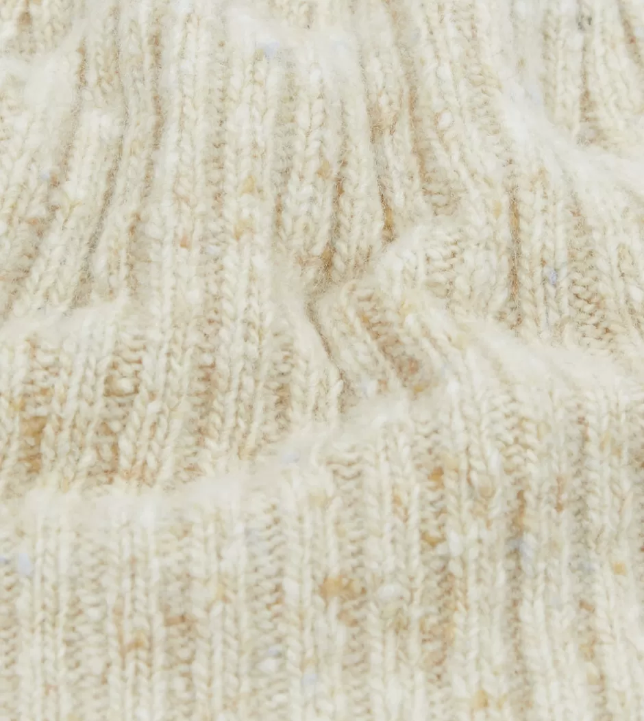 Drake's Ribbed Merino Donegal Knit Cap Oatmeal Shop