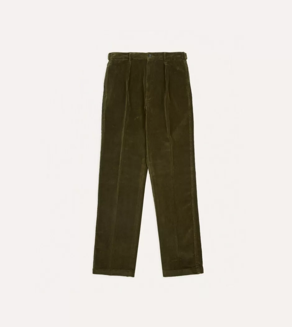 Drake's Cotton Corduroy Games Trousers Olive Online