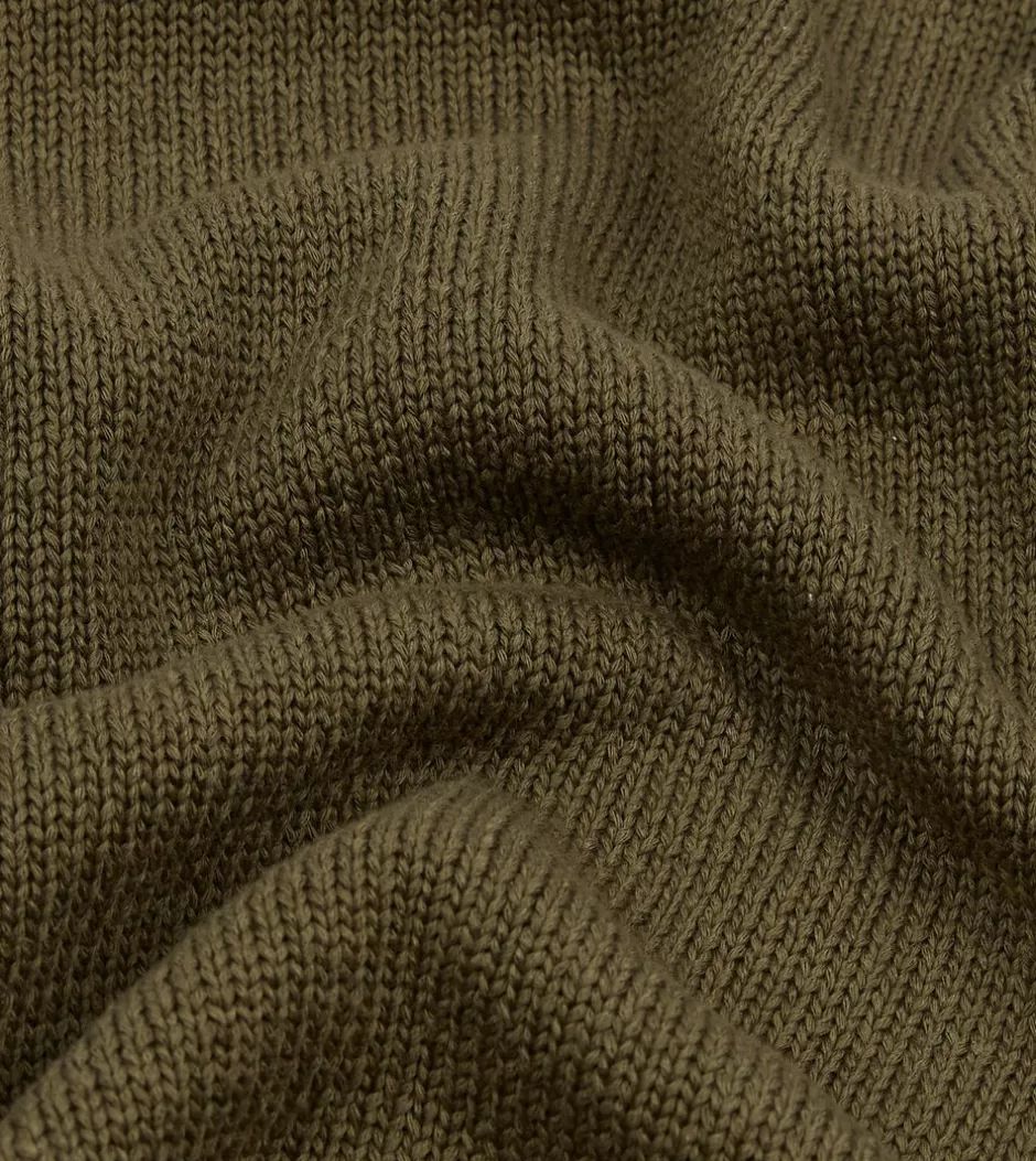 Drake's Cotton Mock Neck Jumper Olive Cheap