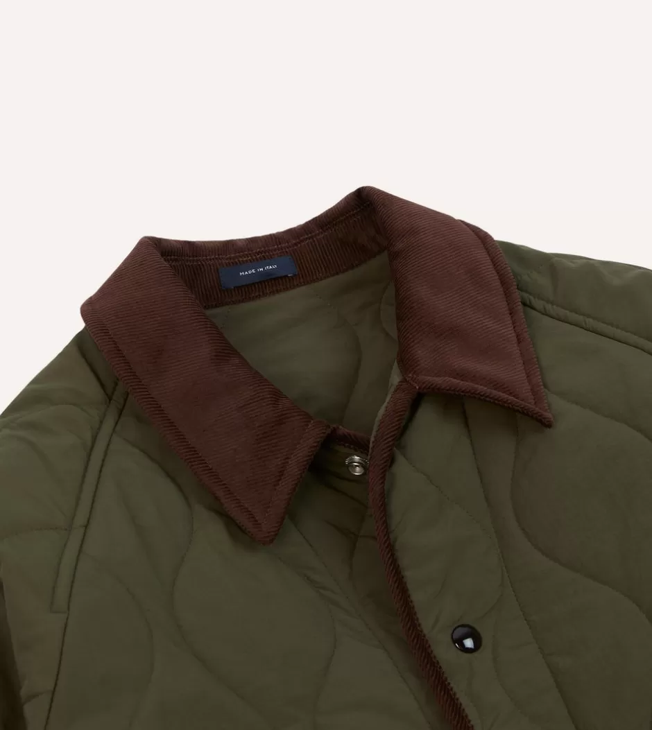 Drake's Olive Quilted Nylon Jacket Sale