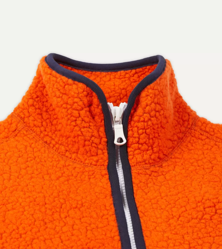 Drake's Boucle Wool Zip Fleece Jacket Orange Sale