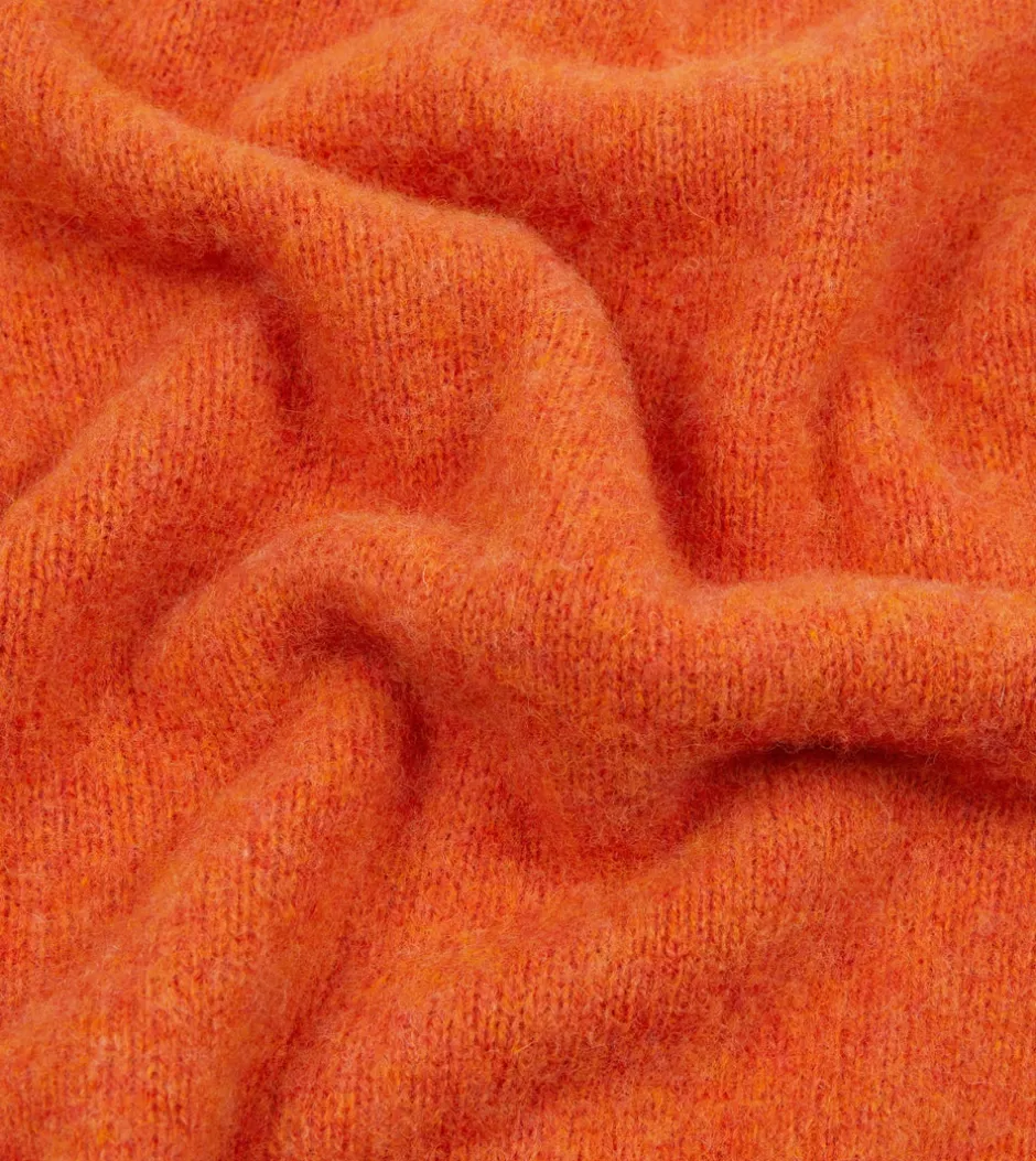 Drake's Brushed Shetland Crew Neck Jumper Orange Cheap