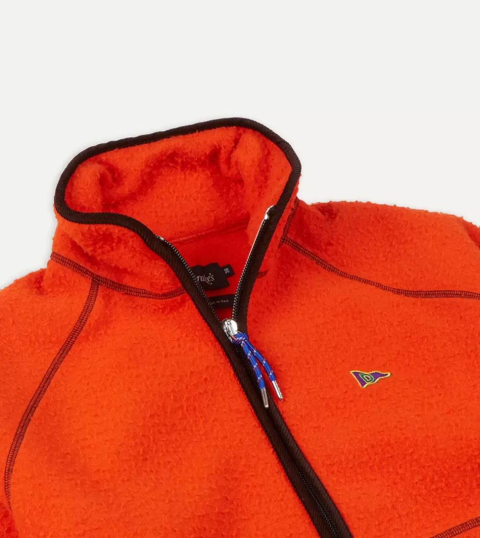 Drake's Orange Casentino Wool Half-Zip Pullover Fleece Best Sale