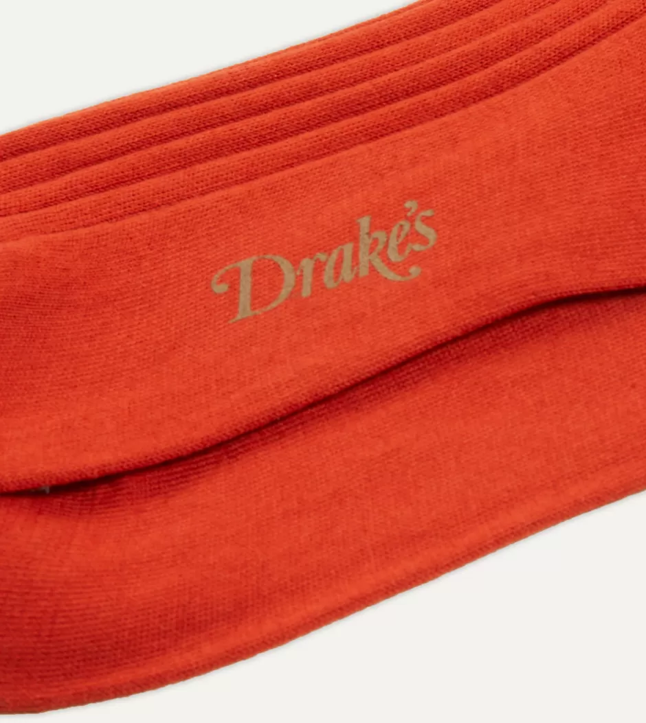 Drake's Cotton Over-the-Calf Socks Orange Cheap