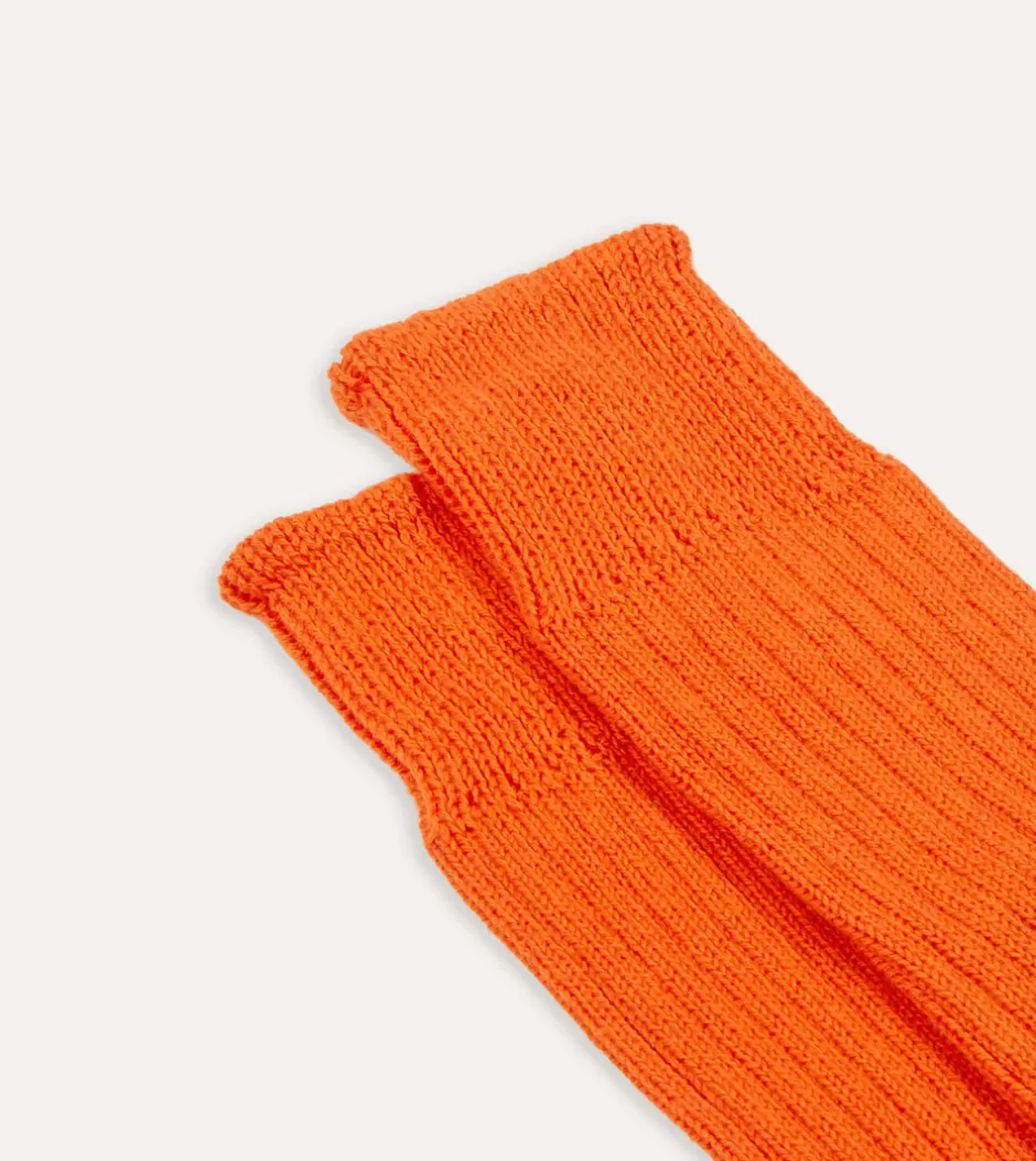 Drake's Cotton Sports Socks Orange Outlet