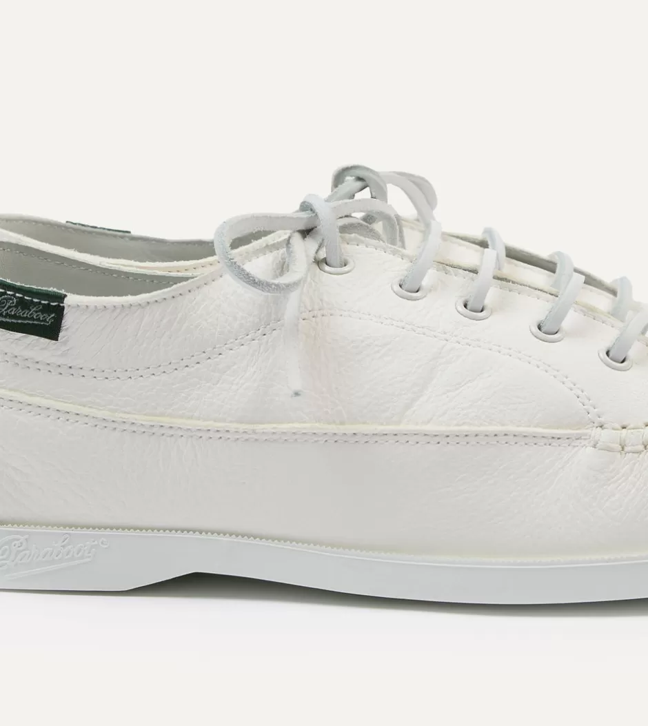 Drake's Paraboot Malibu White Deer Leather Boat Shoe Best Sale