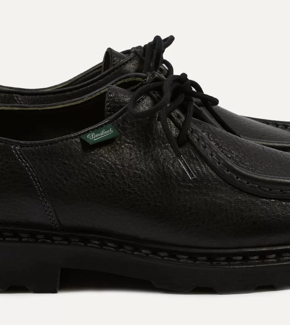 Drake's Paraboot Michael Black Deer Leather Derby Shoe Shop