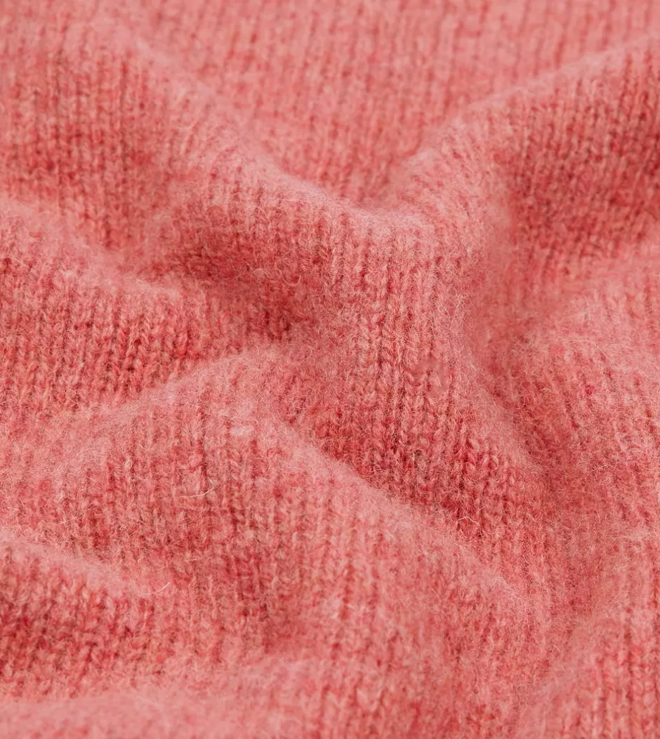 Drake's Brushed Shetland Mock Neck Jumper Pink Clearance