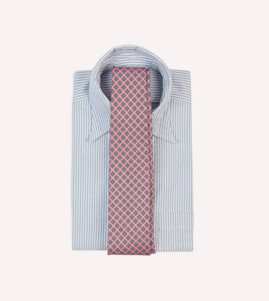 Drake's Square Medallion Self-Tipped Silk Tie Pink Outlet