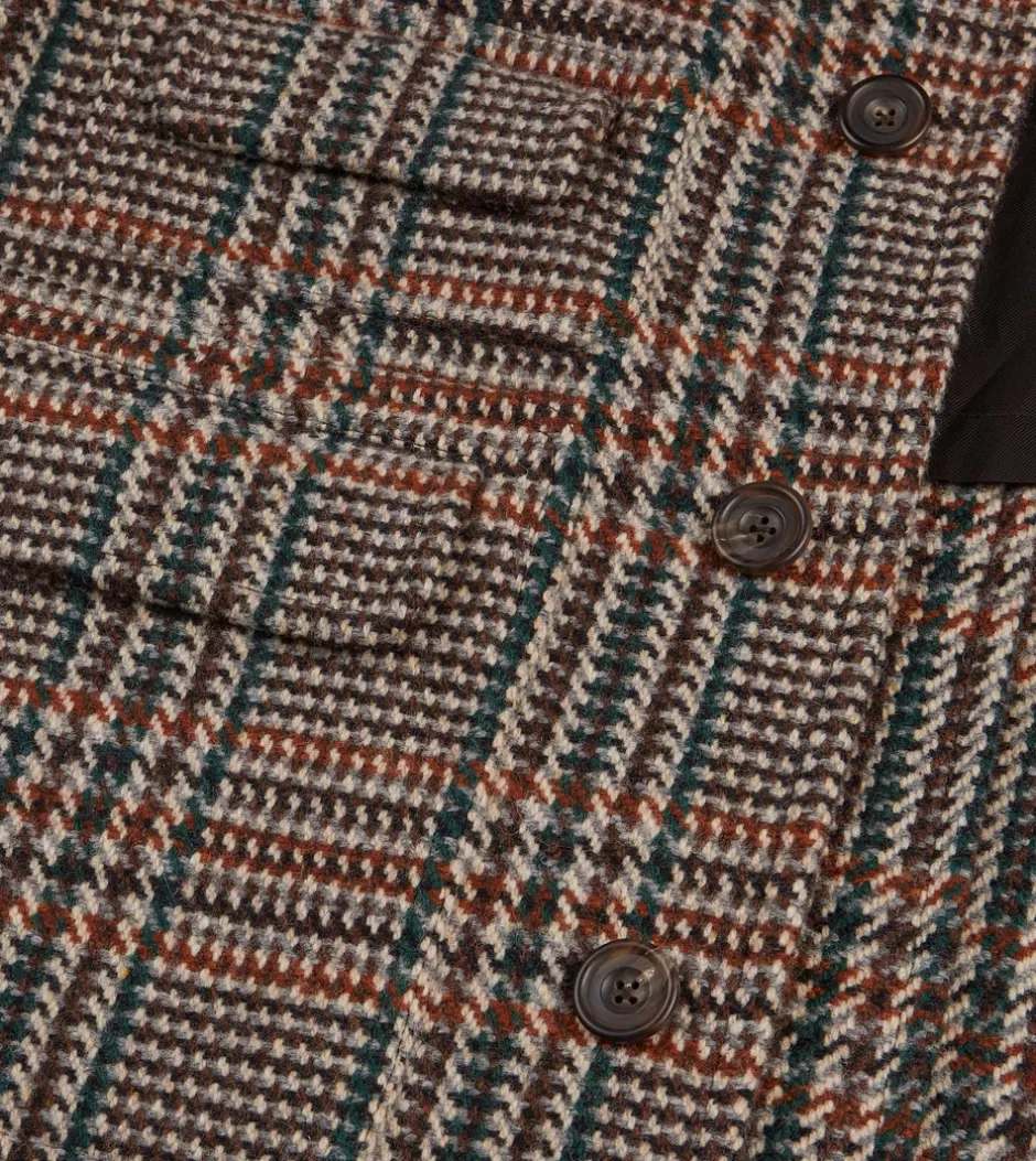 Drake's Prince Of Wales Check Wool Raglan Coat Store