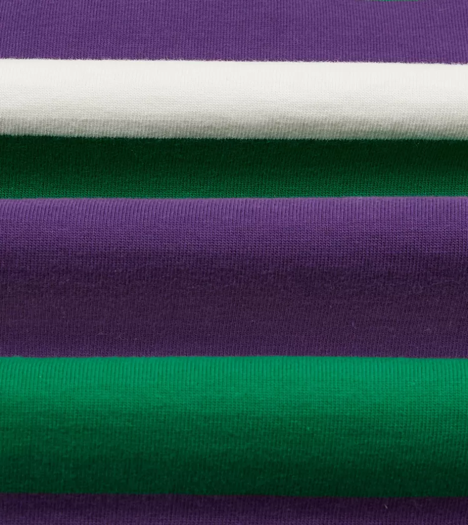 Drake's Purple, Green And White Stripe Cotton Rugby Shirt Outlet