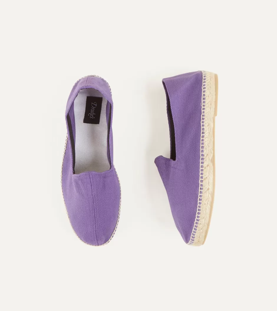 Drake's Herringbone Cotton Espadrilles Purple Online