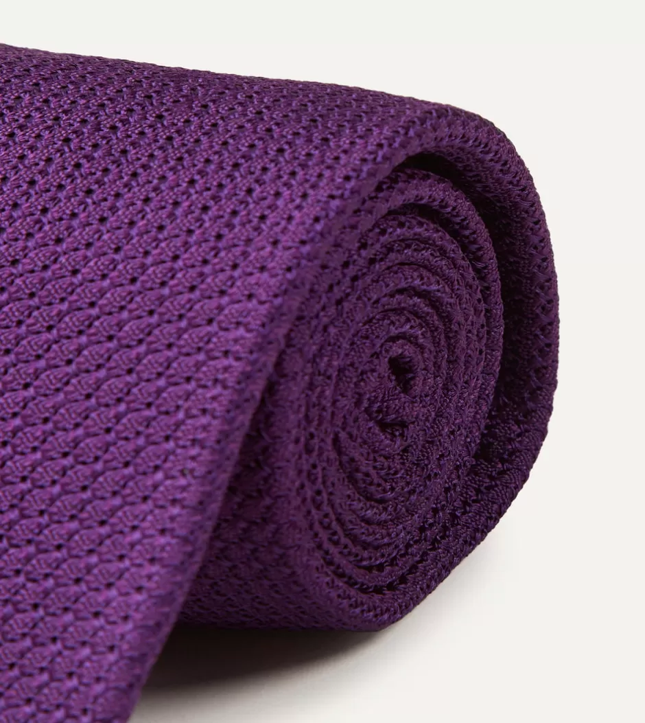 Drake's Purple Large Knot Grenadine Silk Tipped Tie Store