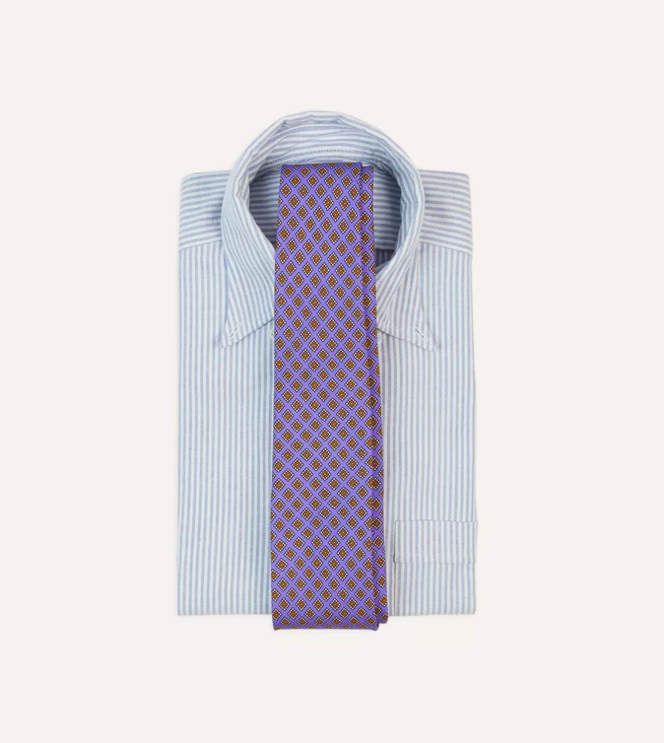 Drake's Square Medallion Self-Tipped Silk Tie Purple Online