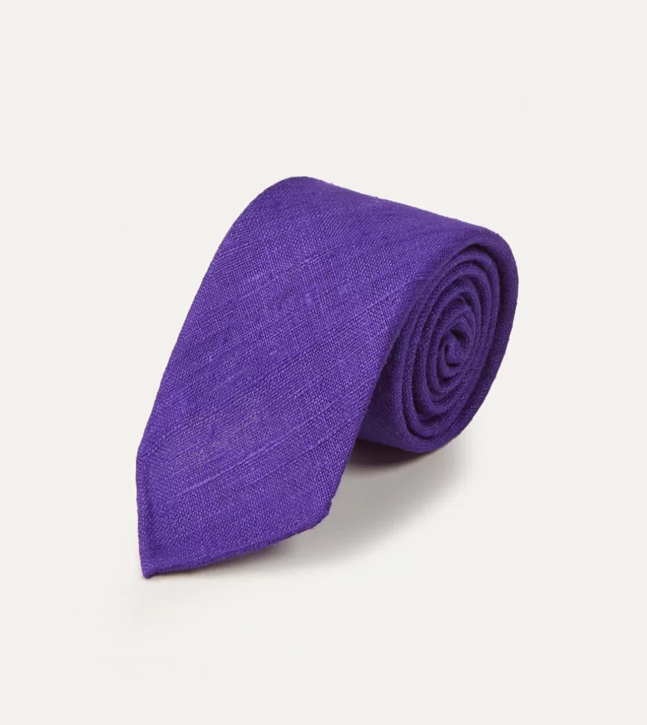 Drake's Purple Tussah Hand Rolled Silk Tie Store