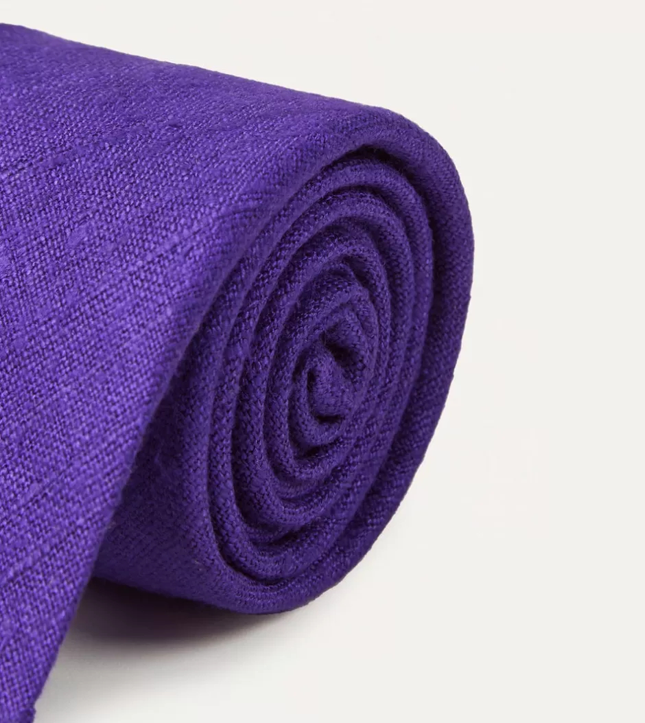 Drake's Purple Tussah Hand Rolled Silk Tie Store