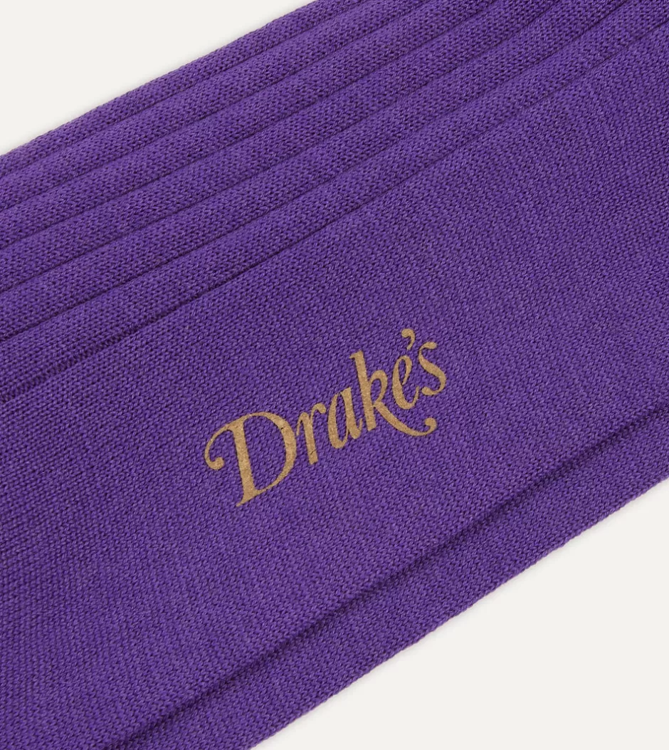 Drake's Wool Mid-Calf Socks Purple Clearance