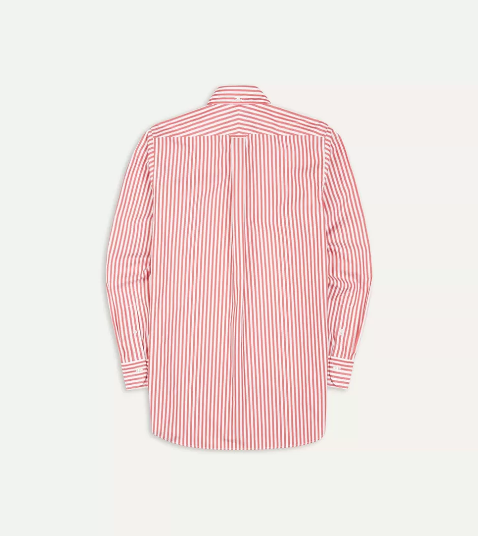 Drake's Bengal Stripe Cotton Poplin Button-Down Shirt Red Cheap