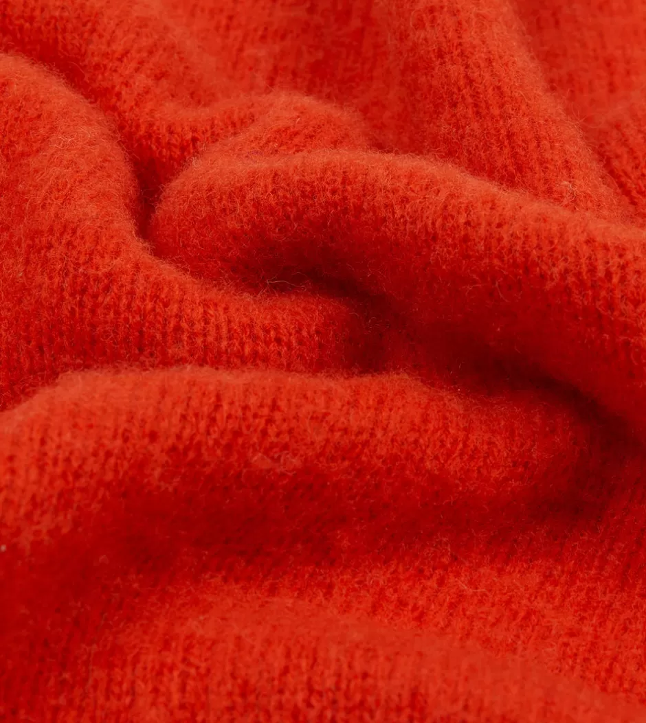 Drake's Brushed Shetland Crew Neck Jumper Red Discount