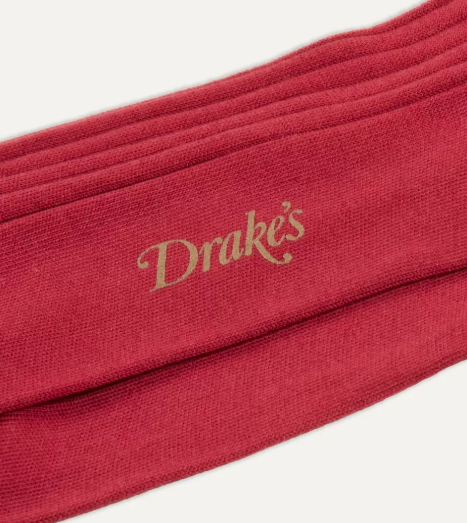 Drake's Cotton Over-the-Calf Socks Red Online