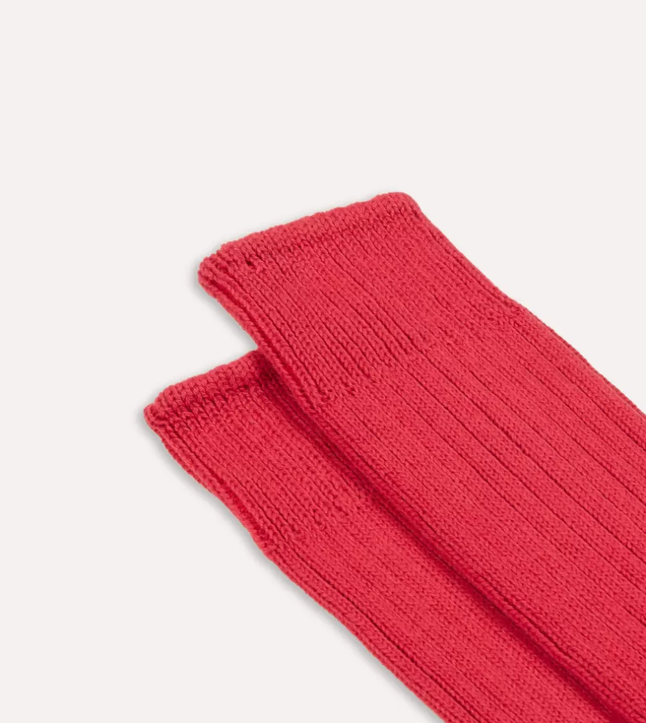 Drake's Cotton Sports Socks Red Hot