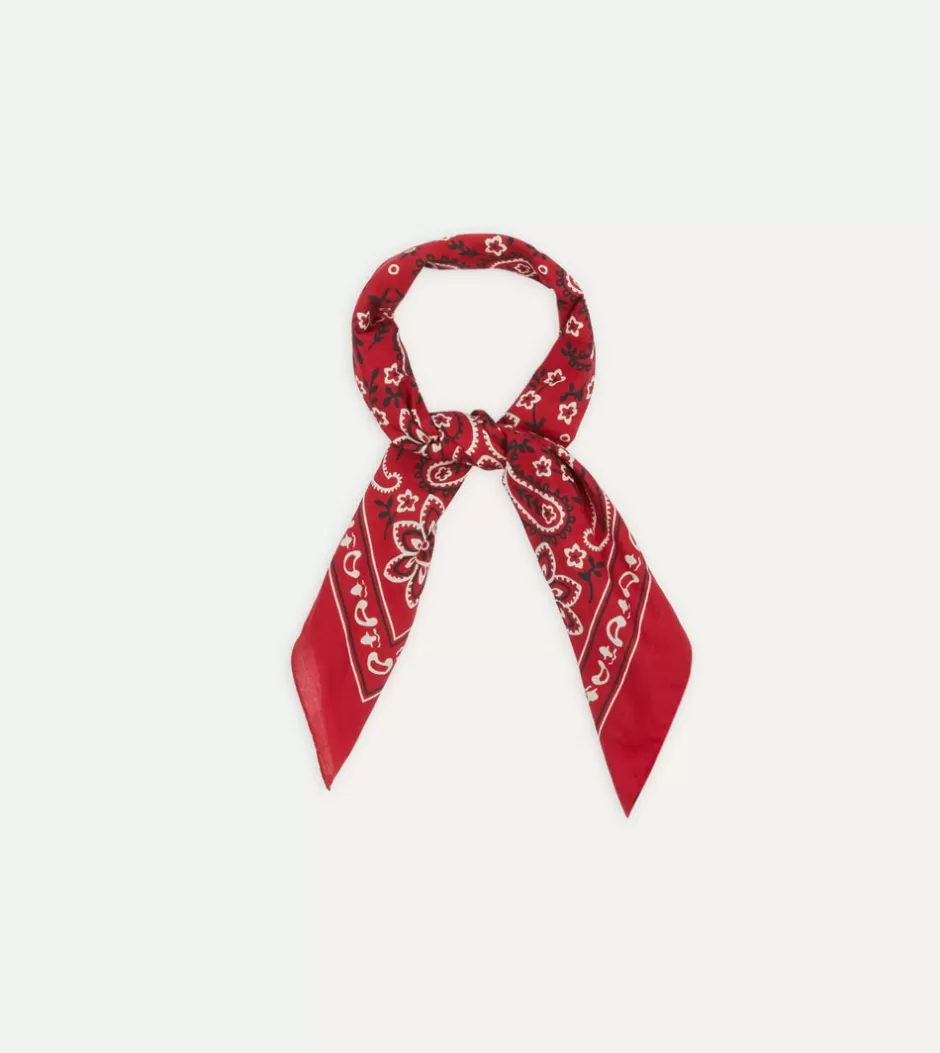 Drake's Paisley Print Cotton Bandana Red Shop