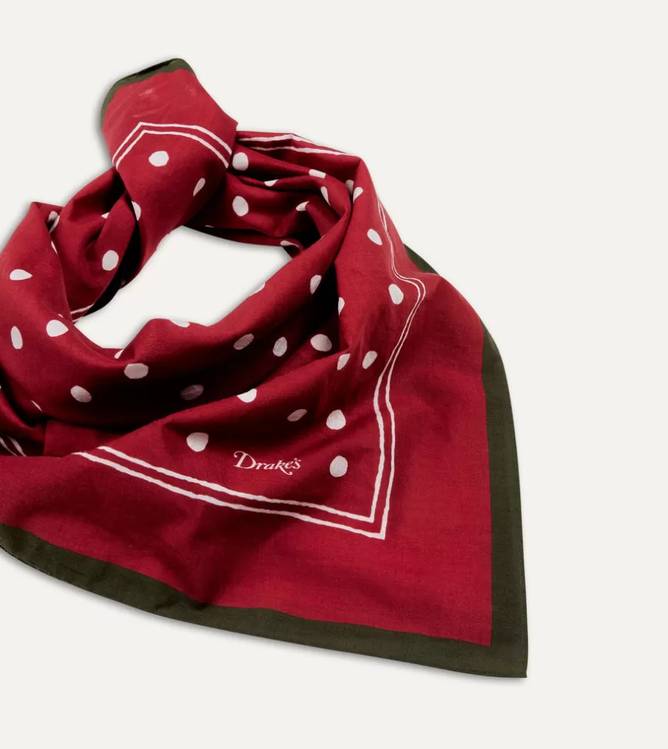 Drake's Red Polka Dot Print Bandana Best Sale